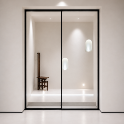 LUX.S02-AT - Cửa Slim 2 Cánh Trượt Âm Tường